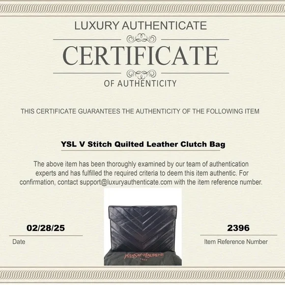 Yves Saint Laurent Shiny Black Chevron Clutch - Picture 7 of 7